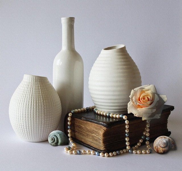 handcrafted ceramic vase in warm neutral interior styling